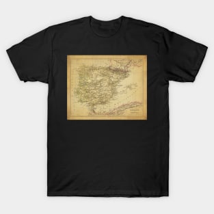 Old Map - Vintage - Spain and Portugal T-Shirt